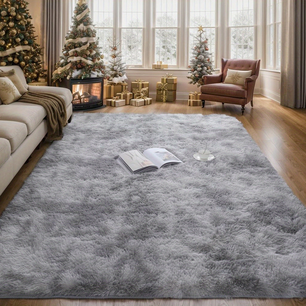 Large Area Rugs for Living Room, Tie-Dyed Shaggy Rug Fluffy Throw Carpets, Ultra Soft Plush Modern Indoor Fuzzy Rugs for Bedroom Home Decor, Light Gray