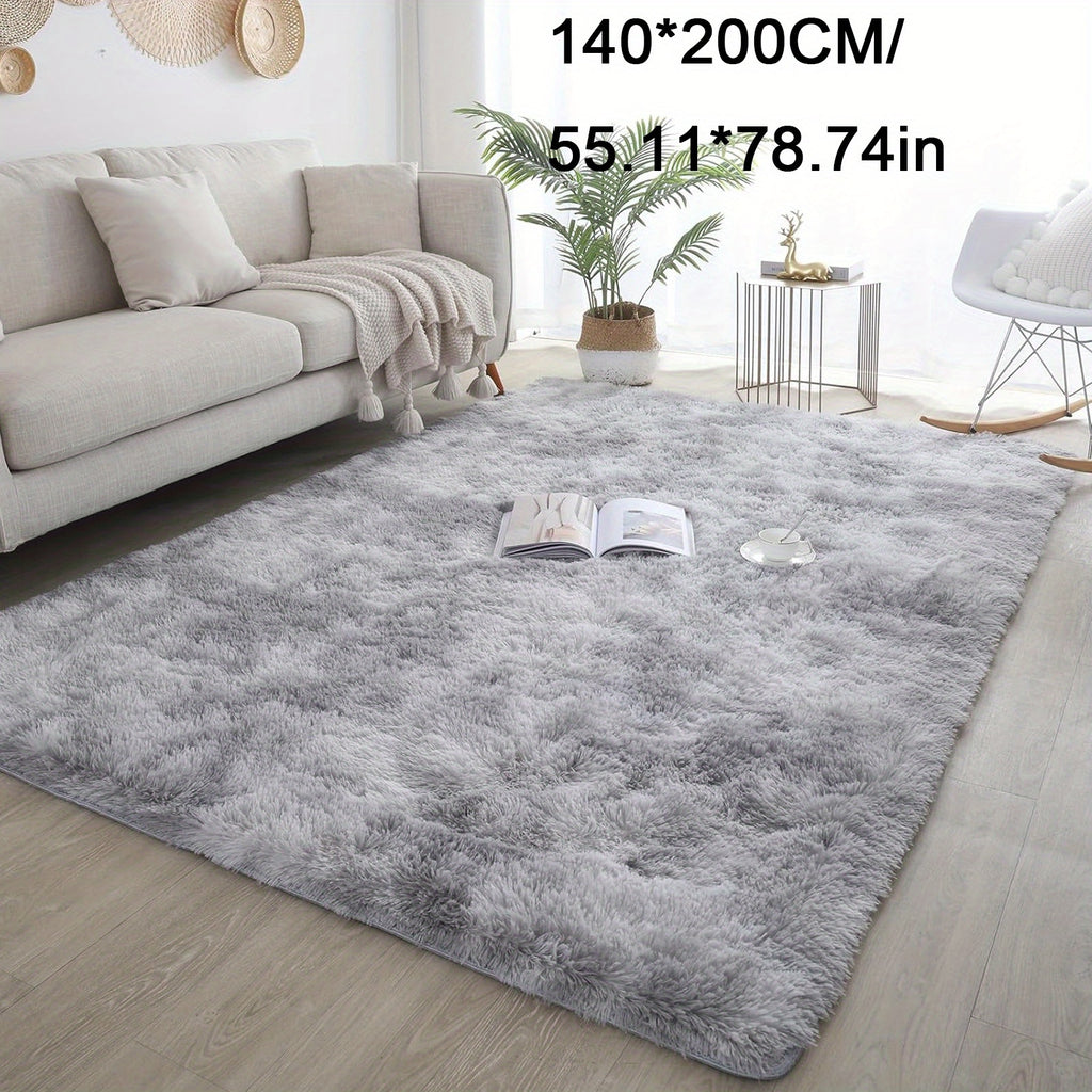 Large Area Rugs for Living Room, Tie-Dyed Shaggy Rug Fluffy Throw Carpets, Ultra Soft Plush Modern Indoor Fuzzy Rugs for Bedroom Home Decor, Light Gray