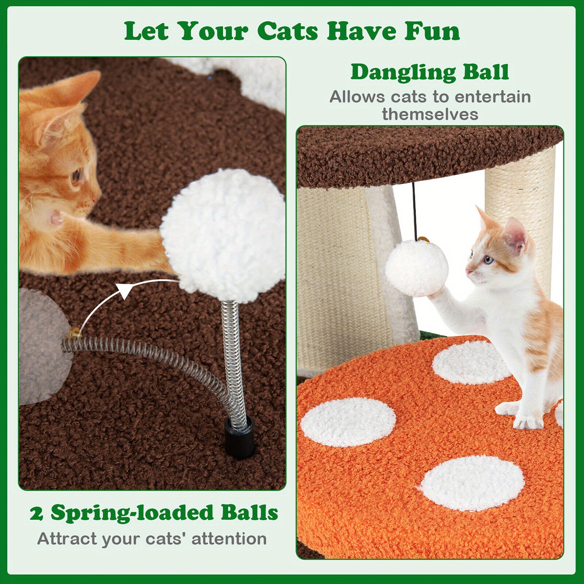 Deluxe Wooden Cat Tree Tower - Multi-Level Padded Perch, Sisal Rope Scratch Board, Hanging Toys, Modern Design for Cats to Play, Rest and Exercise