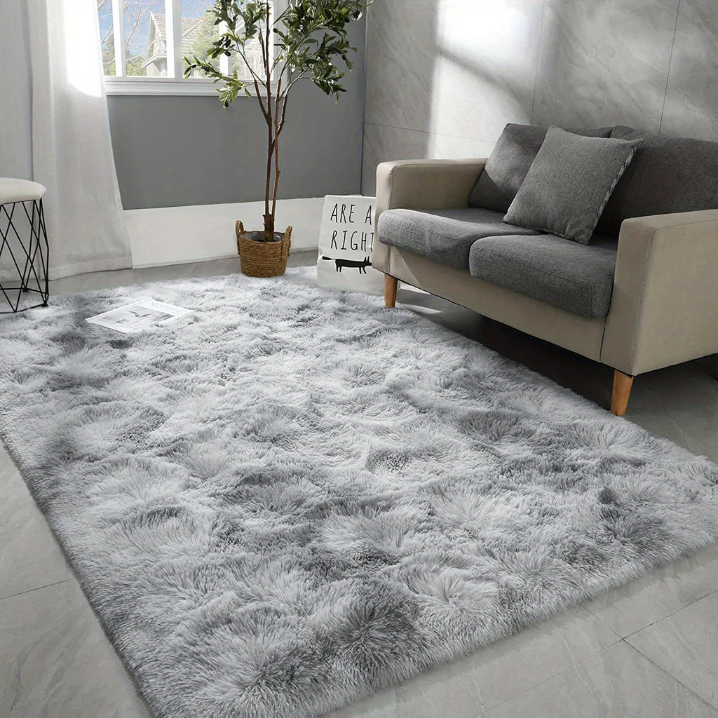 Large Area Rugs for Living Room, Tie-Dyed Shaggy Rug Fluffy Throw Carpets, Ultra Soft Plush Modern Indoor Fuzzy Rugs for Bedroom Home Decor, Light Gray