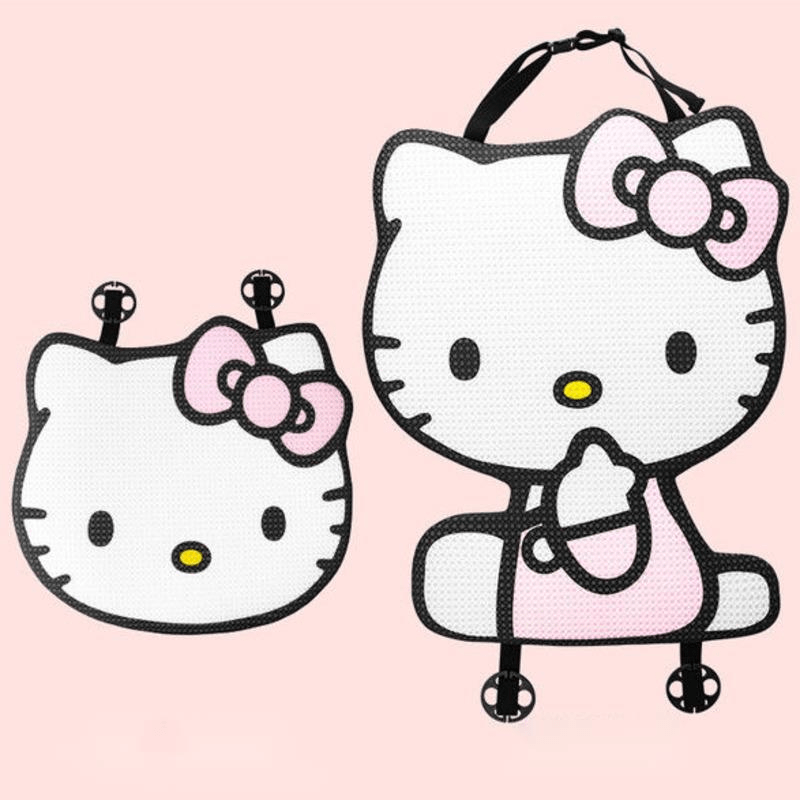 For Hello Kitty Car Cushion Set - Sanrio Authorized Polyester Fiber Seat Mat and Back Cushion, 2pcs Breathable Comfortable Chair Pads, Universal Fit Automotive Interior Decor for All Seasons