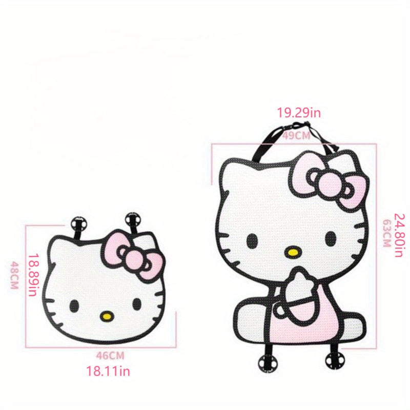 For Hello Kitty Car Cushion Set - Sanrio Authorized Polyester Fiber Seat Mat and Back Cushion, 2pcs Breathable Comfortable Chair Pads, Universal Fit Automotive Interior Decor for All Seasons