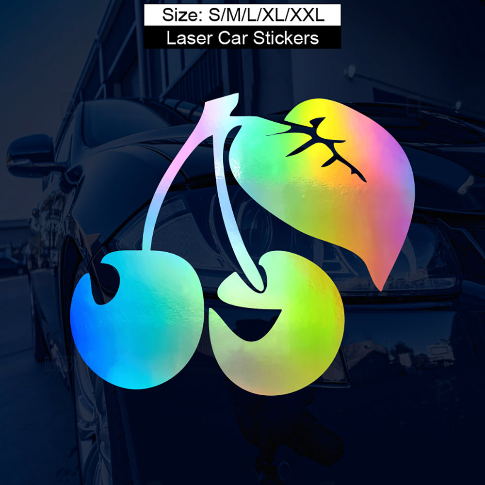1pc Reflective Cherry Vinyl Car Decal, Durable Adhesive Automotive Sticker for Windows, Bumpers, Motorcycles, and Trucks Decoration