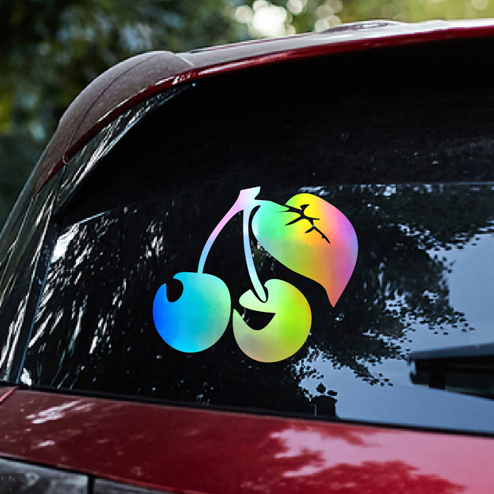 1pc Reflective Cherry Vinyl Car Decal, Durable Adhesive Automotive Sticker for Windows, Bumpers, Motorcycles, and Trucks Decoration