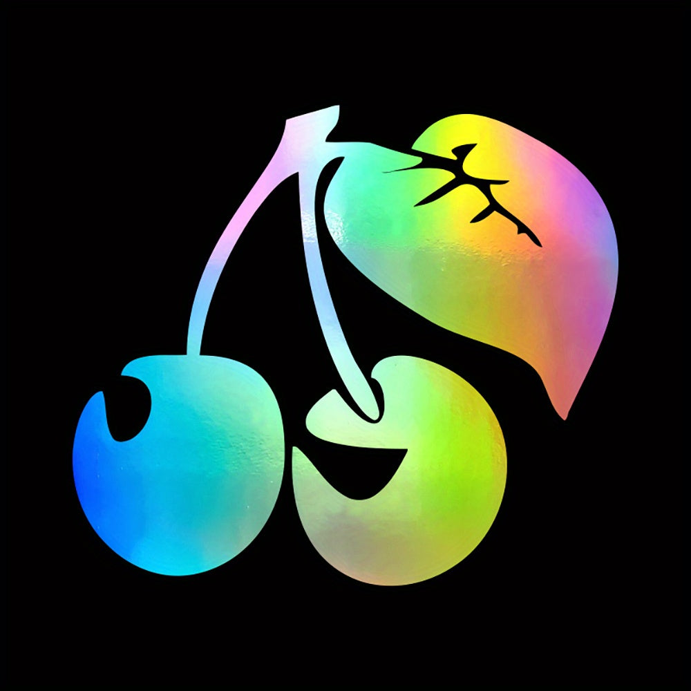 1pc Reflective Cherry Vinyl Car Decal, Durable Adhesive Automotive Sticker for Windows, Bumpers, Motorcycles, and Trucks Decoration