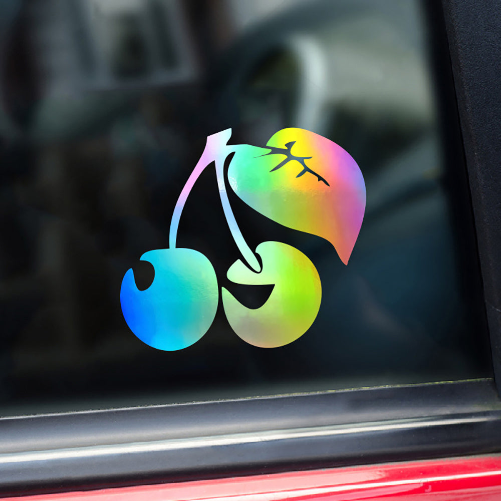 1pc Reflective Cherry Vinyl Car Decal, Durable Adhesive Automotive Sticker for Windows, Bumpers, Motorcycles, and Trucks Decoration