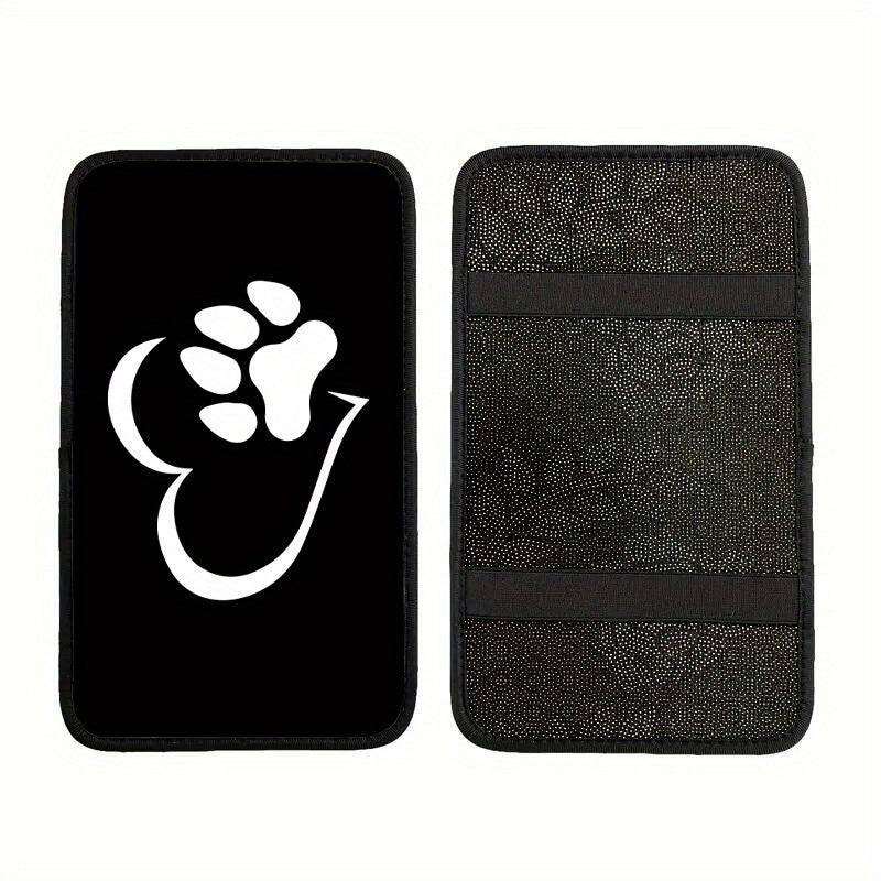 Polyester Fiber Car Armrest Cushion - White Dog Paw Heart Print,