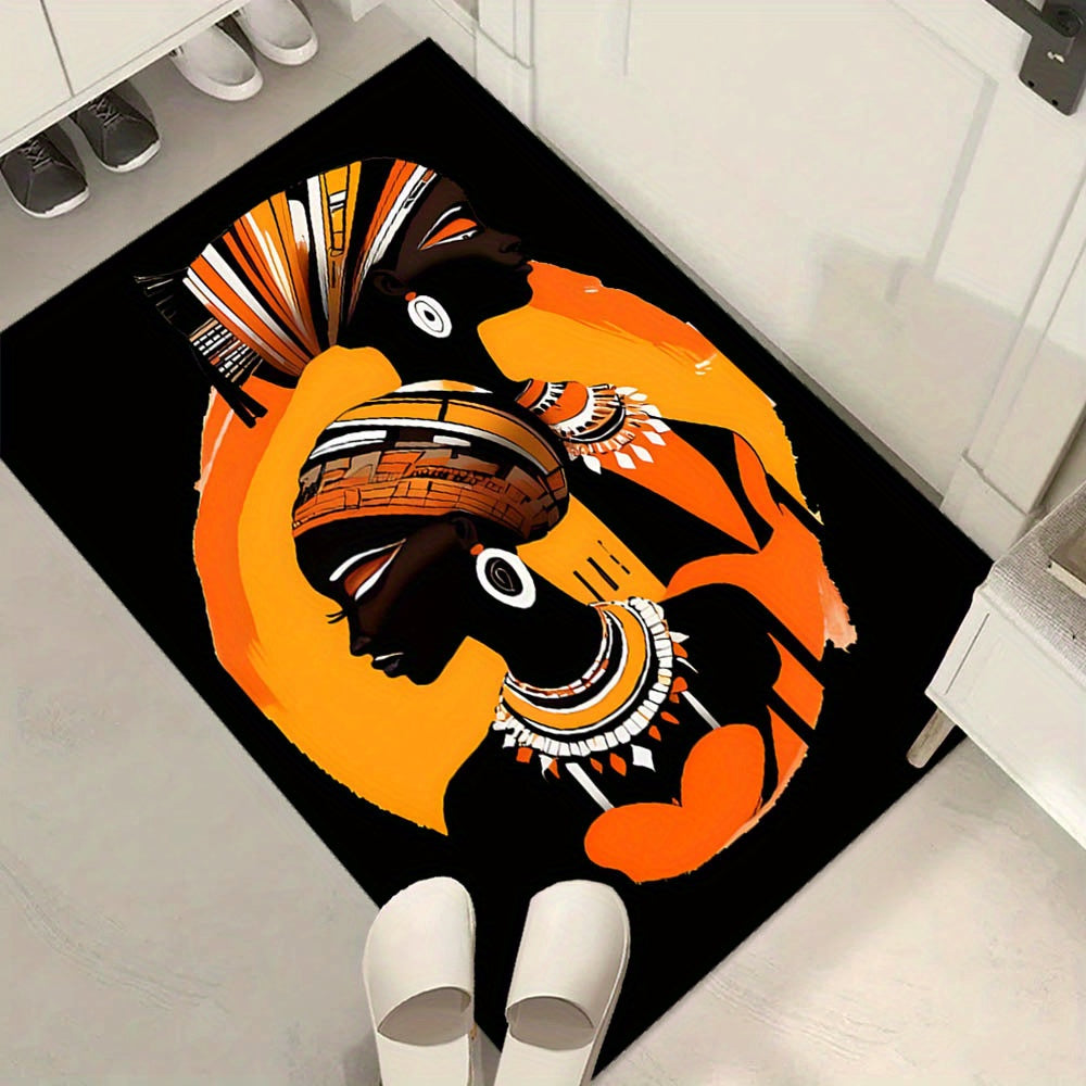 Luxurious Crystal Velvet Area Rug With African Black Women Design - Non-Slip, Perfect For Living Room, Bedroom, And Home Decor - Durable Polyester, Ideal For Dorms & Garden Rugs For Bedroom Aesthetic
