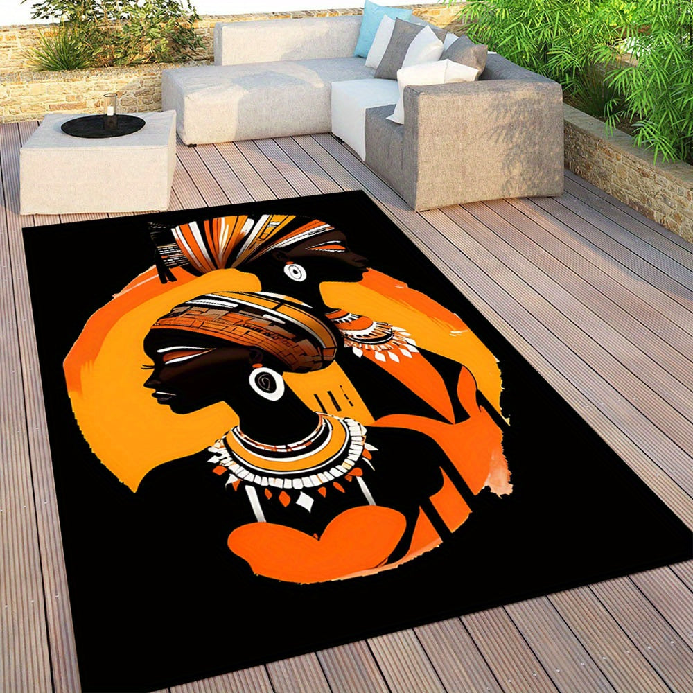 Luxurious Crystal Velvet Area Rug With African Black Women Design - Non-Slip, Perfect For Living Room, Bedroom, And Home Decor - Durable Polyester, Ideal For Dorms & Garden Rugs For Bedroom Aesthetic