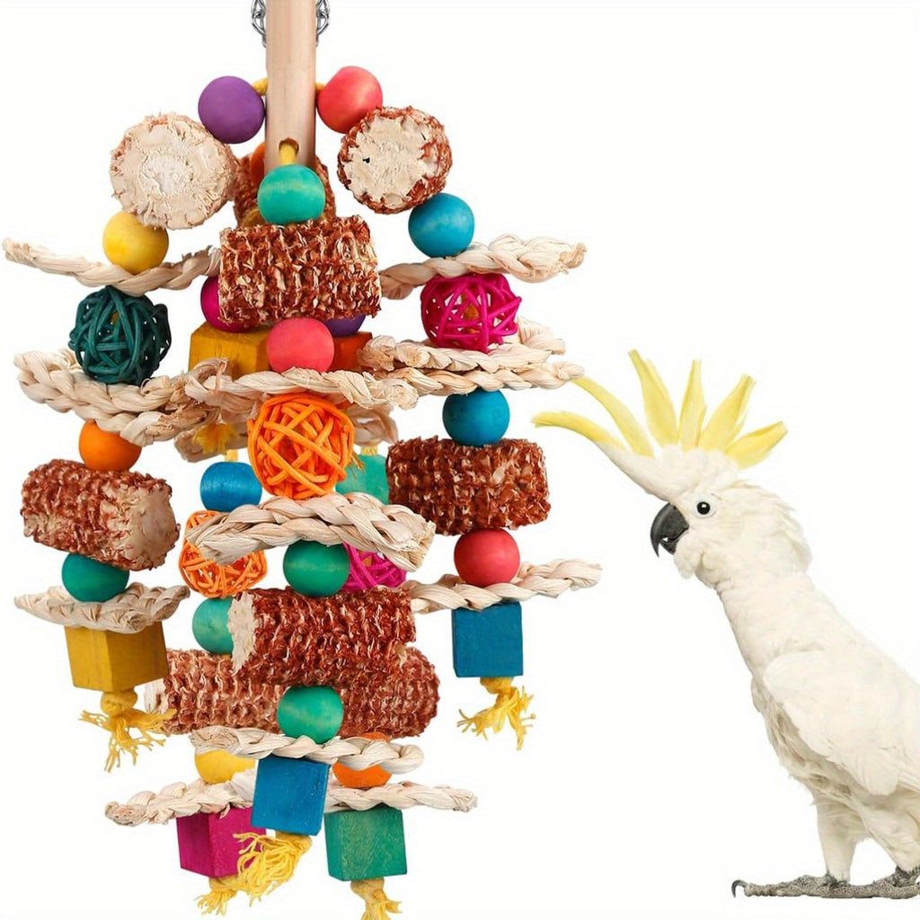 Natural Corn Cob Chew Toys for Parrots - Ideal for Small to Medium Macaws, African Greys, Cockatoos & More - Durable Synthetic Fiber Bird Playtime Accessories
