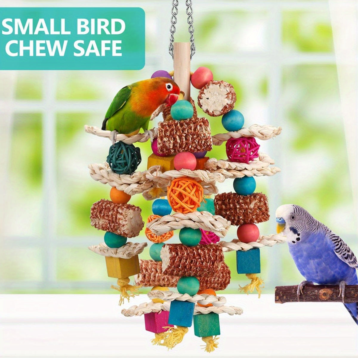 Natural Corn Cob Chew Toys for Parrots - Ideal for Small to Medium Macaws, African Greys, Cockatoos & More - Durable Synthetic Fiber Bird Playtime Accessories