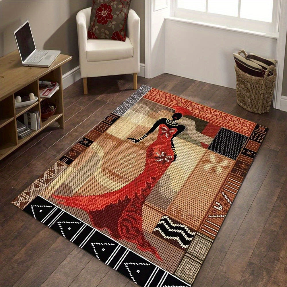 Luxurious Crystal Velvet African-Inspired Square Rug - Perfect For Living Room & Bedroom Decor, Adds Warmth And Style Rugs For Bedroom Rugs For Bedroom Aesthetic