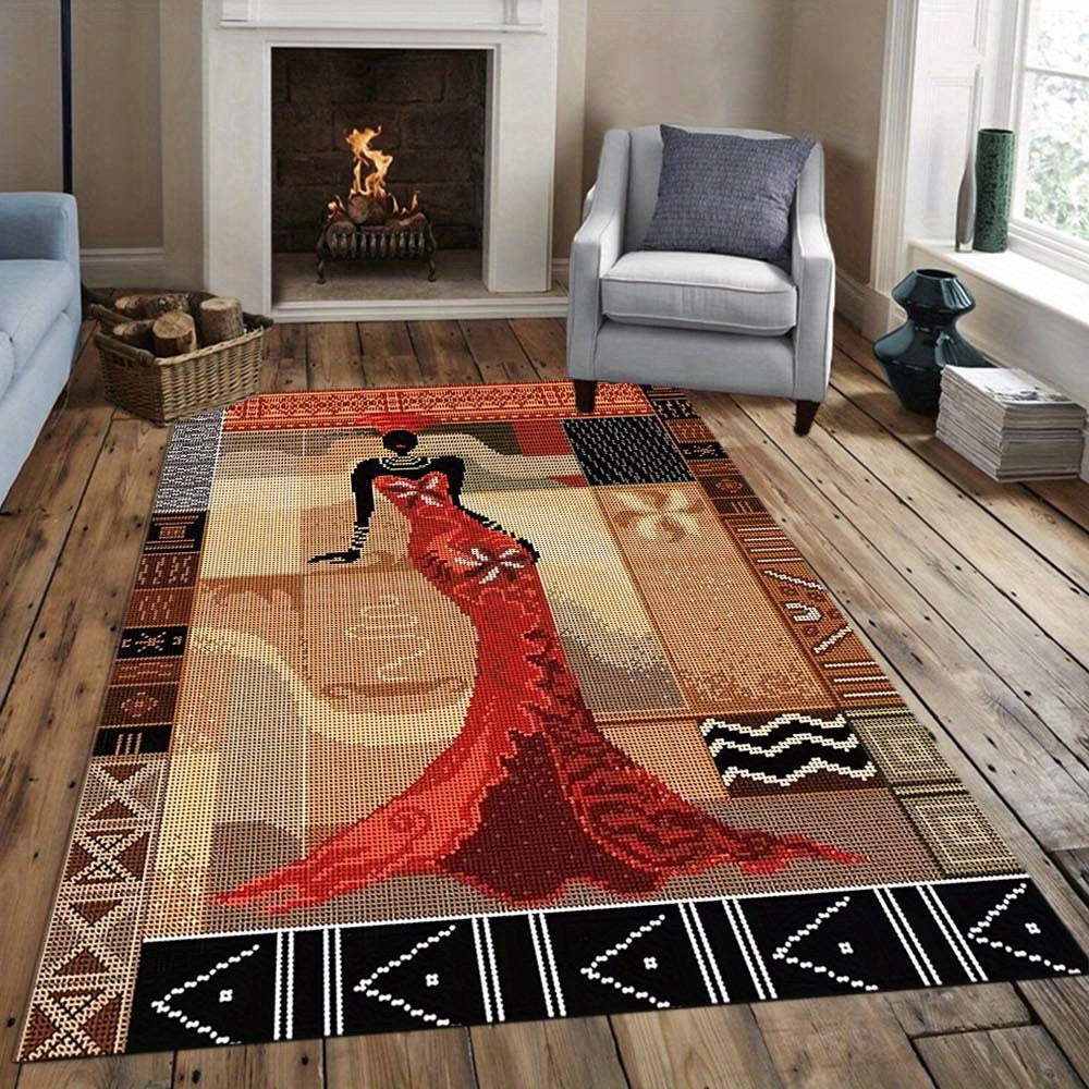 Luxurious Crystal Velvet African-Inspired Square Rug - Perfect For Living Room & Bedroom Decor, Adds Warmth And Style Rugs For Bedroom Rugs For Bedroom Aesthetic