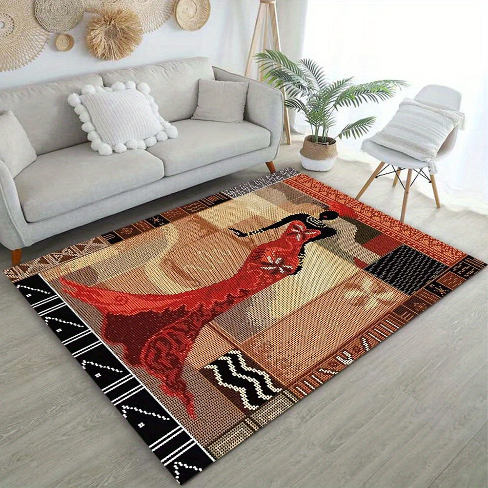 Luxurious Crystal Velvet African-Inspired Square Rug - Perfect For Living Room & Bedroom Decor, Adds Warmth And Style Rugs For Bedroom Rugs For Bedroom Aesthetic
