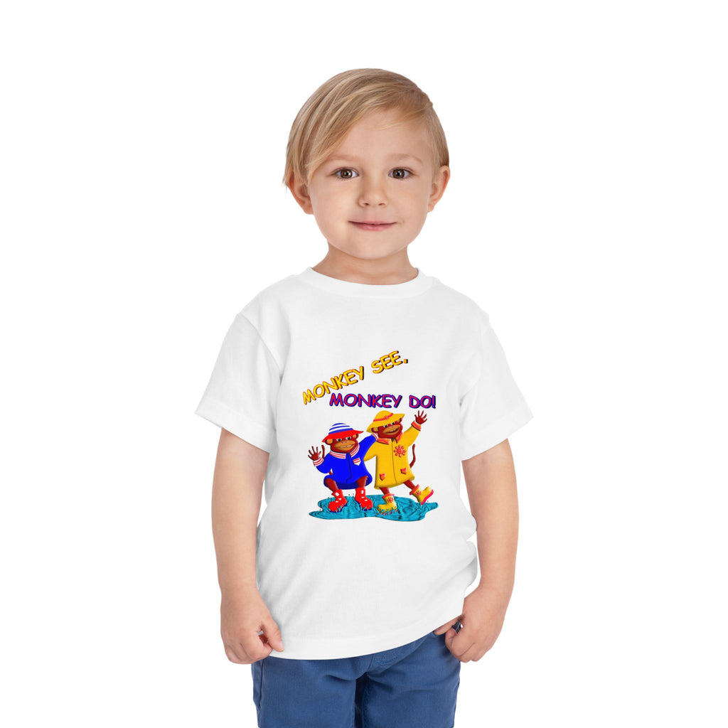 Toddler Tee - "Monkey See, Monkey Do" Playful Cartoon Monkeys Kids Shirt