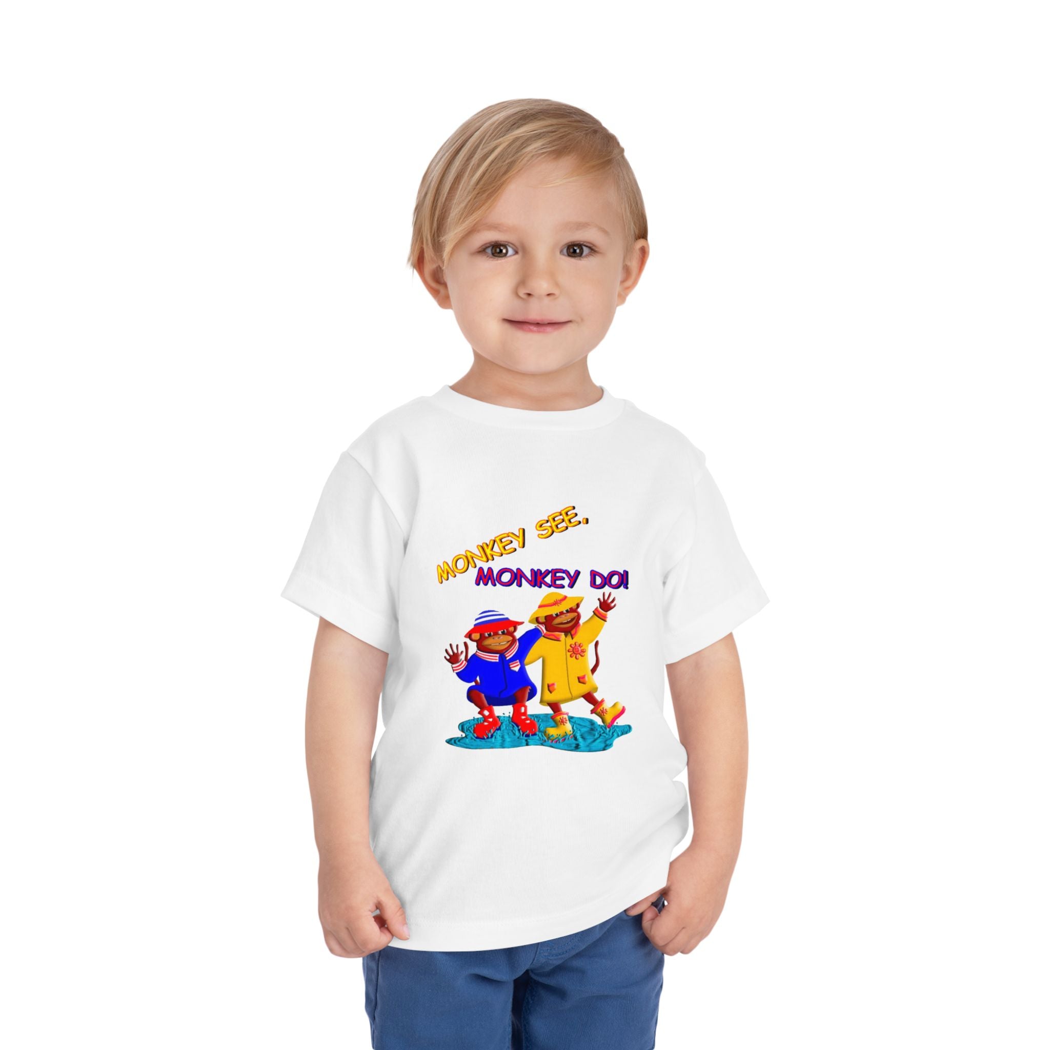 Toddler Tee - "Monkey See, Monkey Do" Playful Cartoon Monkeys Kids Shirt