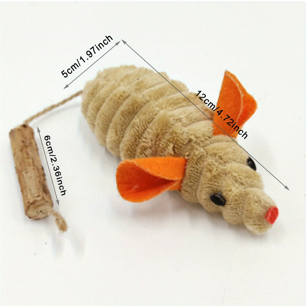 3Pcs Squeak Mice Cat Toys, Interactive Catnip Silvervine Animals Toys for Indoor Kittens, Dental Matatabi Cat Nip Chirping Toy, Cat Chew Exercise Toy for All Breeds and Species