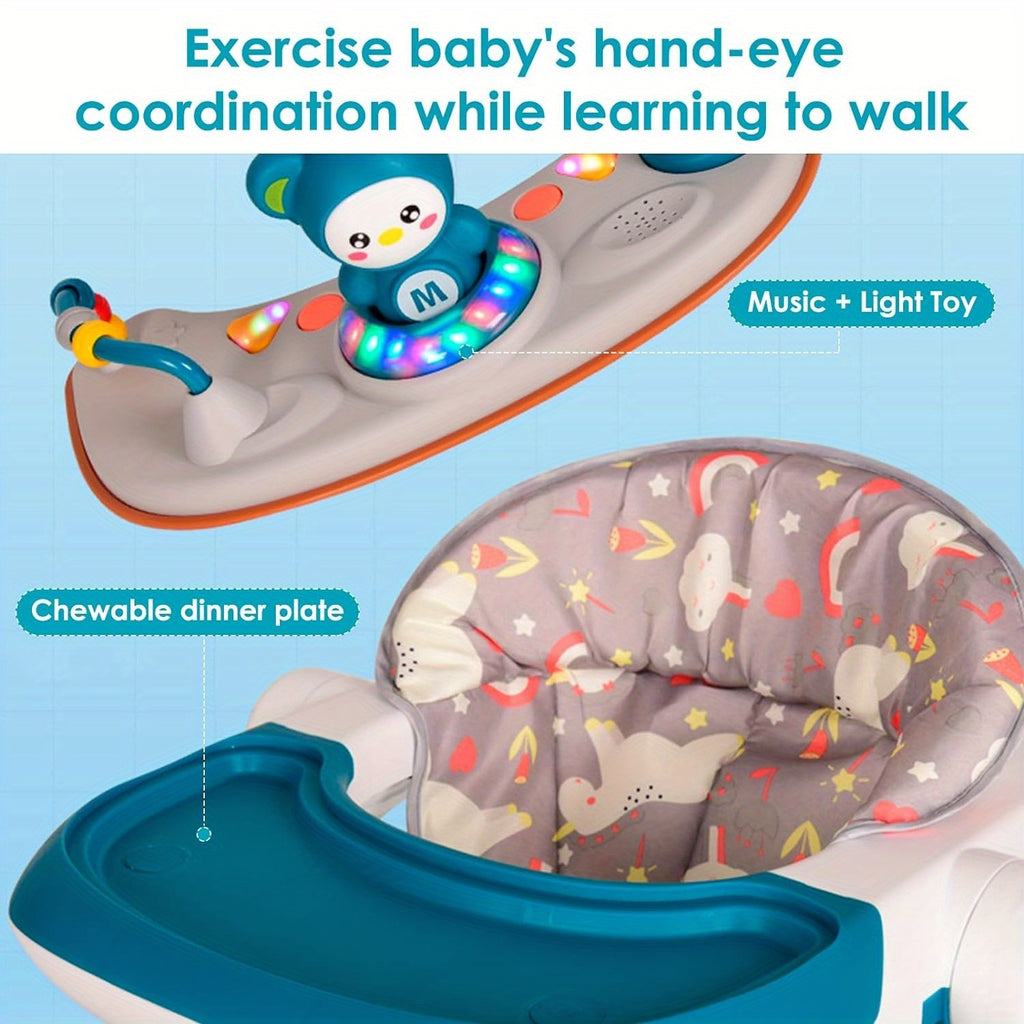 Baby Walker Foldable Baby Walker and Baby Activity Center with Toys Tray Height Adjustable Infant Toddler Baby Walker with Wheels for Baby Boys and Girls
