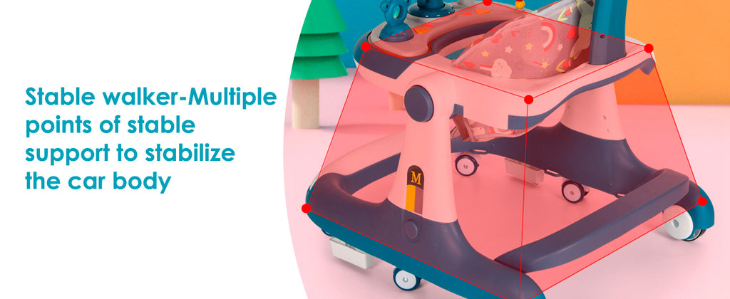 Baby Walker Foldable Baby Walker and Baby Activity Center with Toys Tray Height Adjustable Infant Toddler Baby Walker with Wheels for Baby Boys and Girls