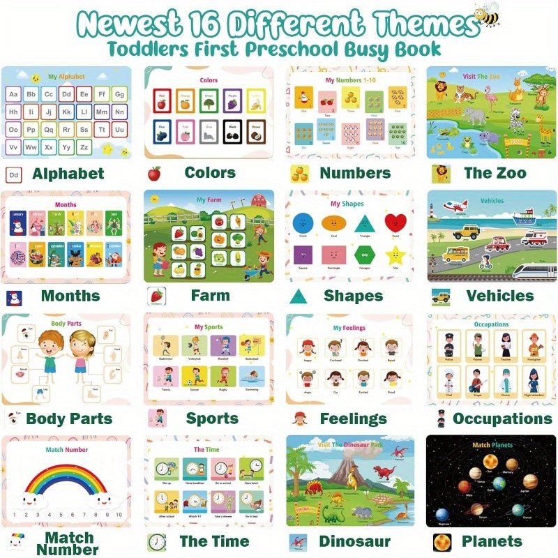 Shining Energy Busy Book: Preschool Learning Activities Kids Age 3 4 5 Toys Newest 32 Themes Educational Autism Learning Material Gifts Boys Girls Halloween Christmas Gift