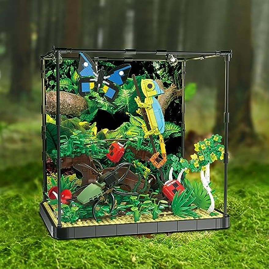 ProBrixx 1358 piece Rainforest Jungle Insect Collection Building Block Toys with Lizard, Butterfly, Ladybug, Forest Garden Plants Bricks Accessories Bush Flowers Animals Kit for Botanical Brick Block