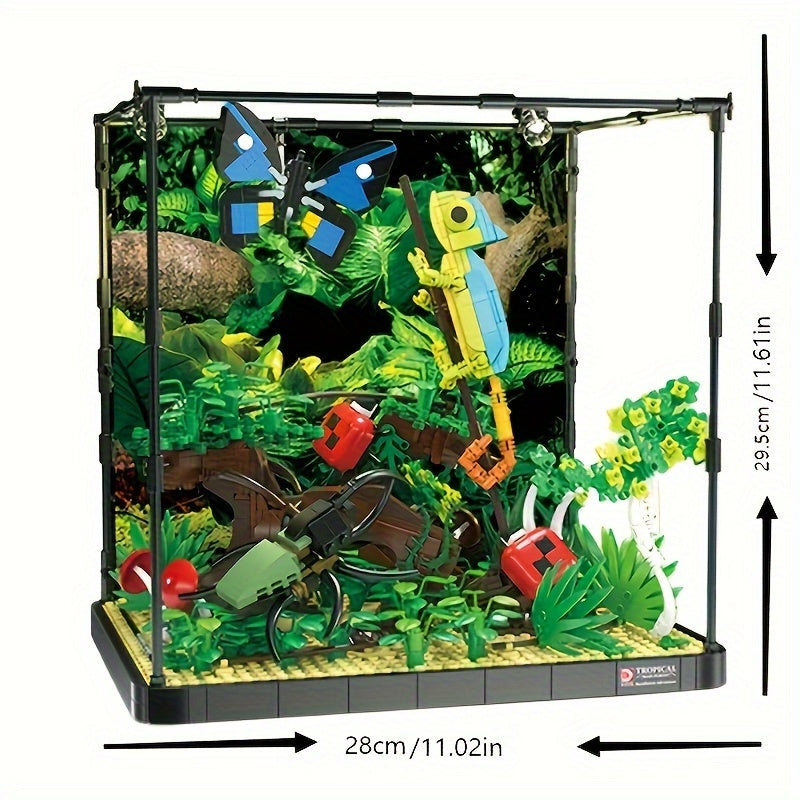ProBrixx 1358 piece Rainforest Jungle Insect Collection Building Block Toys with Lizard, Butterfly, Ladybug, Forest Garden Plants Bricks Accessories Bush Flowers Animals Kit for Botanical Brick Block