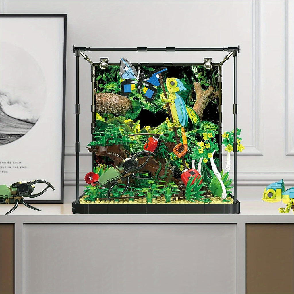 ProBrixx 1358 piece Rainforest Jungle Insect Collection Building Block Toys with Lizard, Butterfly, Ladybug, Forest Garden Plants Bricks Accessories Bush Flowers Animals Kit for Botanical Brick Block