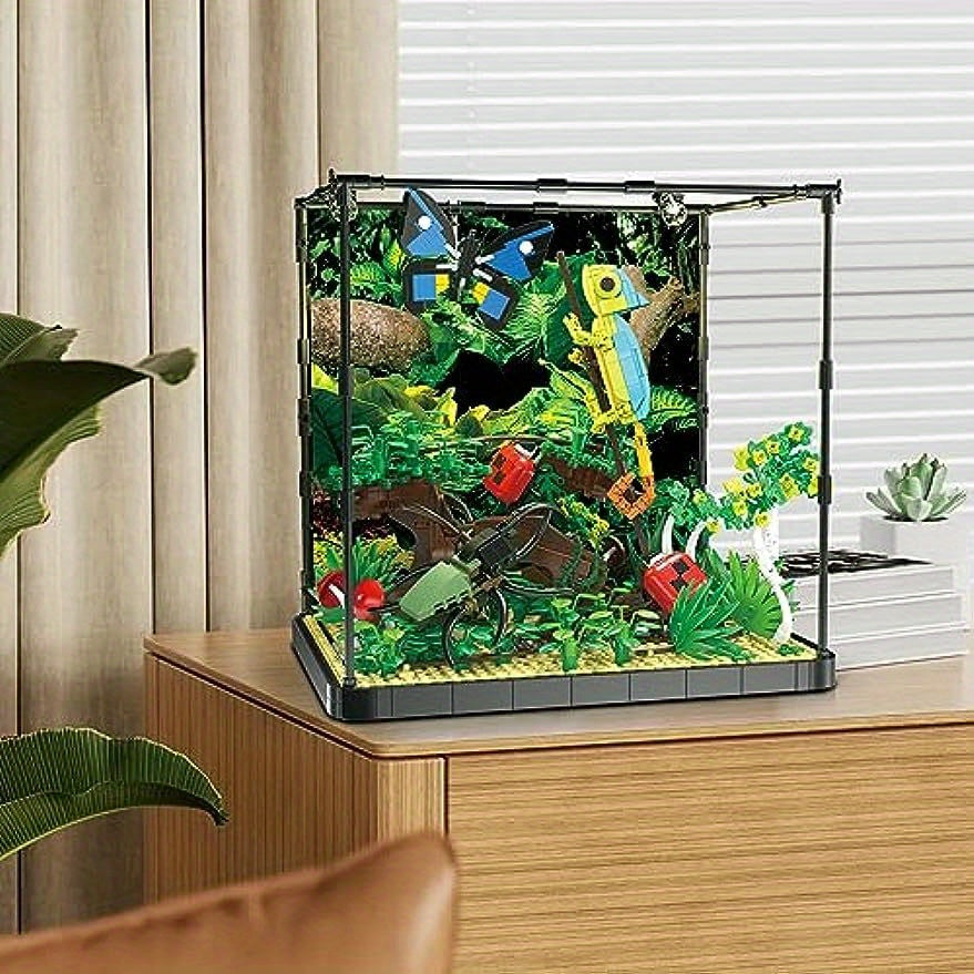 ProBrixx 1358 piece Rainforest Jungle Insect Collection Building Block Toys with Lizard, Butterfly, Ladybug, Forest Garden Plants Bricks Accessories Bush Flowers Animals Kit for Botanical Brick Block