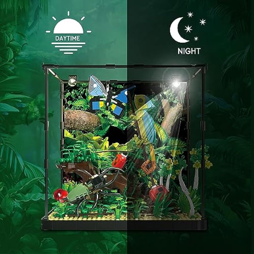 ProBrixx 1358 piece Rainforest Jungle Insect Collection Building Block Toys with Lizard, Butterfly, Ladybug, Forest Garden Plants Bricks Accessories Bush Flowers Animals Kit for Botanical Brick Block