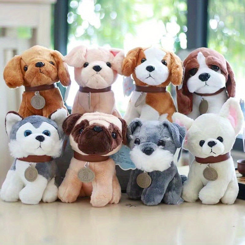 Plush Puppy Dog Toy Set for Toddlers 0-3 Years – Realistic Stuffed Animal Dogs Collection with Golden Retriever, Husky, Schnauzer – Soft Cuddle Play Toys for Winter