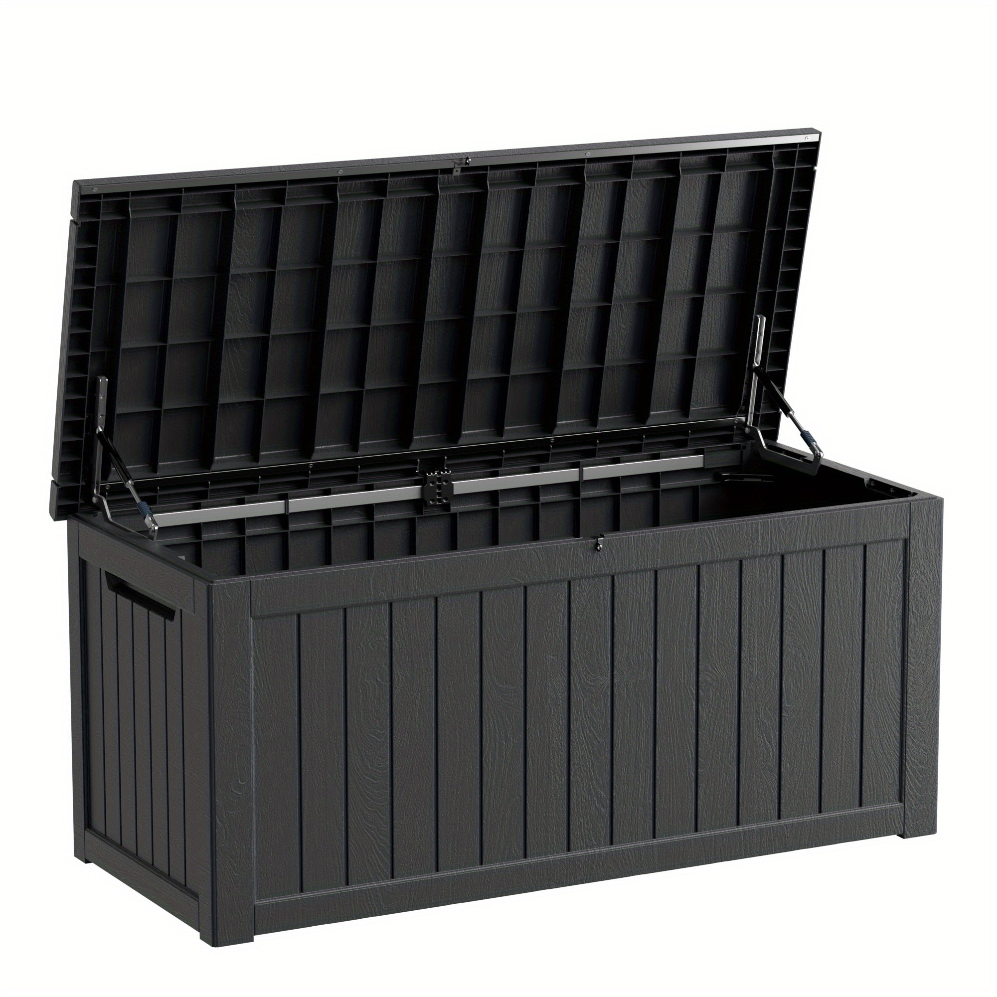 230 Gallon Outdoor Storage Box Deck Box - Weather-Resistant Lockable Outdoor Storage Cabinet for Pool Toys, Gardening Tools and Kitchen - Black