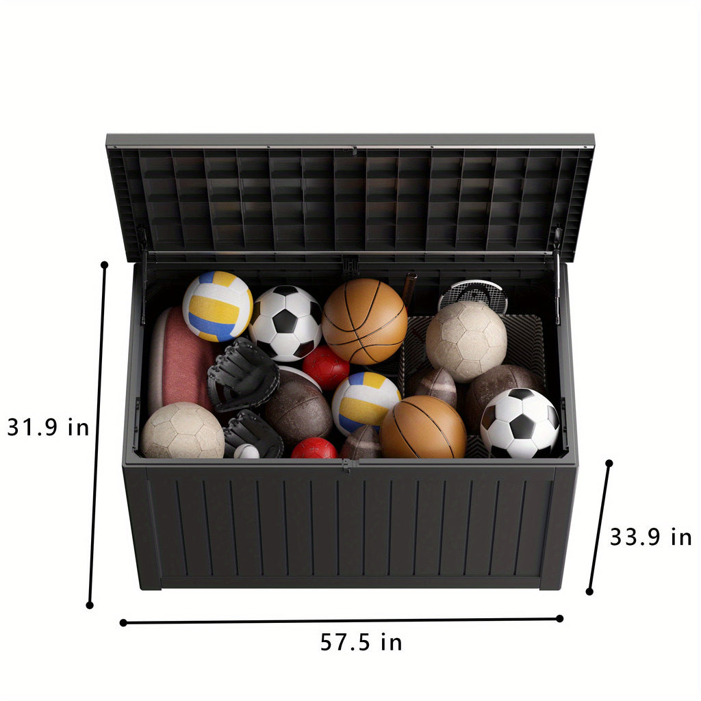 230 Gallon Outdoor Storage Box Deck Box - Weather-Resistant Lockable Outdoor Storage Cabinet for Pool Toys, Gardening Tools and Kitchen - Black