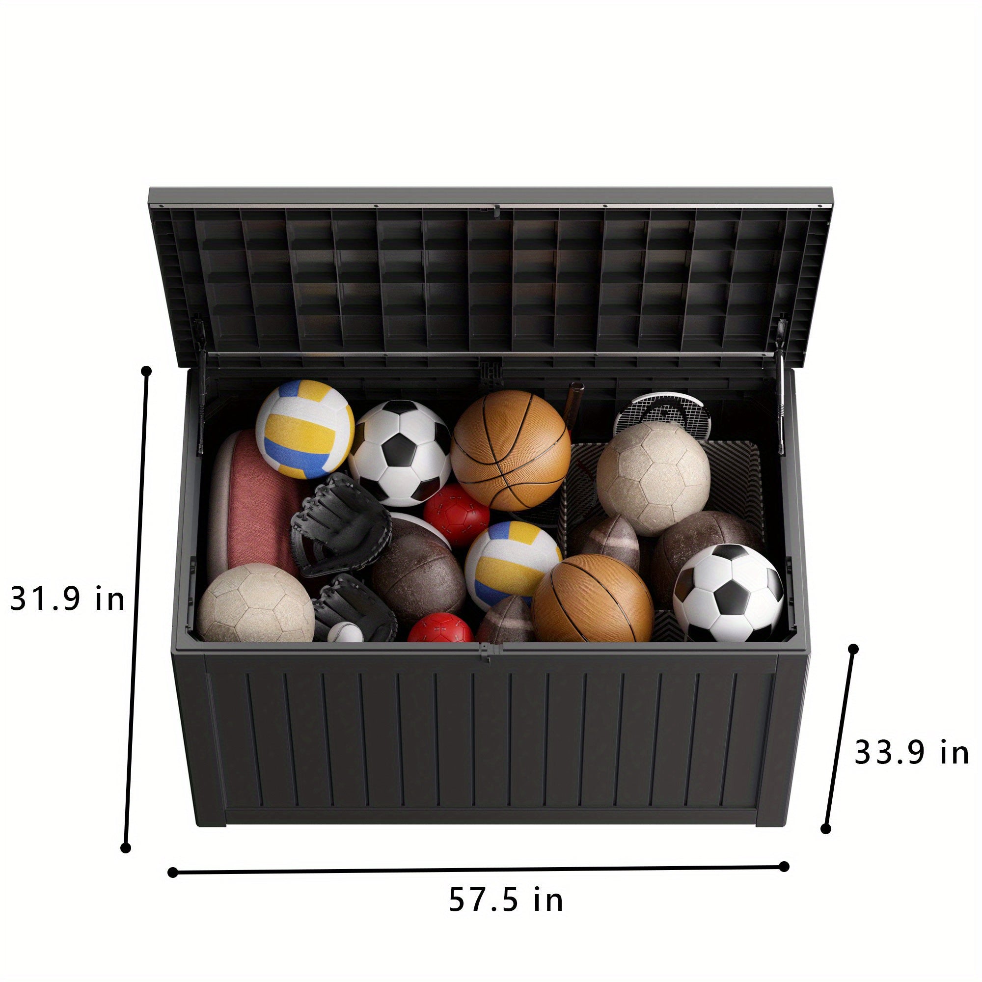 230 Gallon Outdoor Storage Box Deck Box - Weather-Resistant Lockable Outdoor Storage Cabinet for Pool Toys, Gardening Tools and Kitchen - Black
