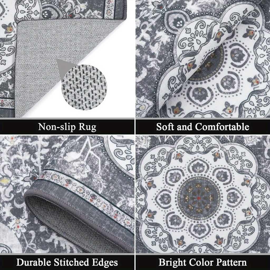 Boho Kitchen Rugs Sets 3 Piece with Runner Non Slip Kitchen Floor Mat Carpet Washable Bohemian Kitchen Runner Rug Set for Kitchen Hallway Laundry Room Door Office Sink