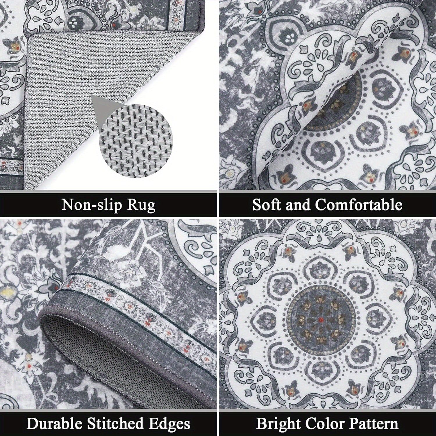 Boho Kitchen Rugs Sets 3 Piece with Runner Non Slip Kitchen Floor Mat Carpet Washable Bohemian Kitchen Runner Rug Set for Kitchen Hallway Laundry Room Door Office Sink