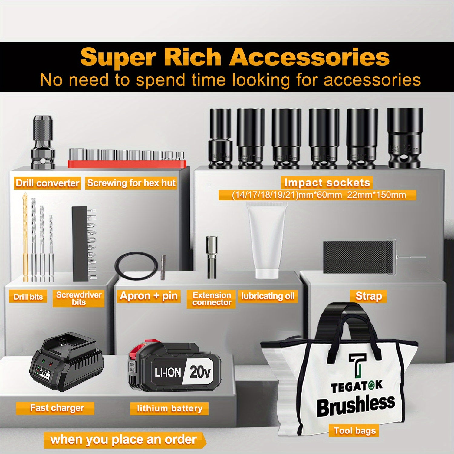 20V 4000MAH Cordless Impact Wrench And Drill Set, 3-in-1 Brushless Power