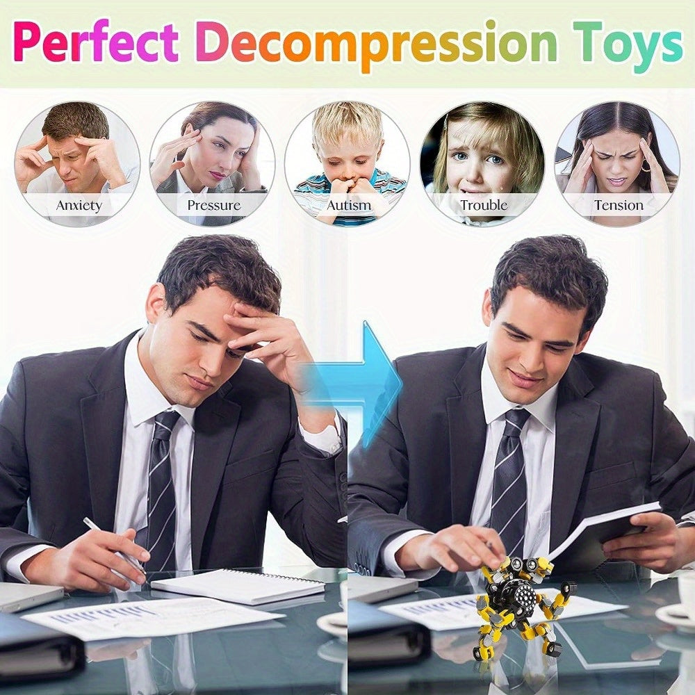 Finger Toy Fidget toys Transformable Spinners Funny Toys Transformable Chain Robot DIY Deformation Robot Mechanical Spinners For Teens Adults Halloween Christmas Gifts