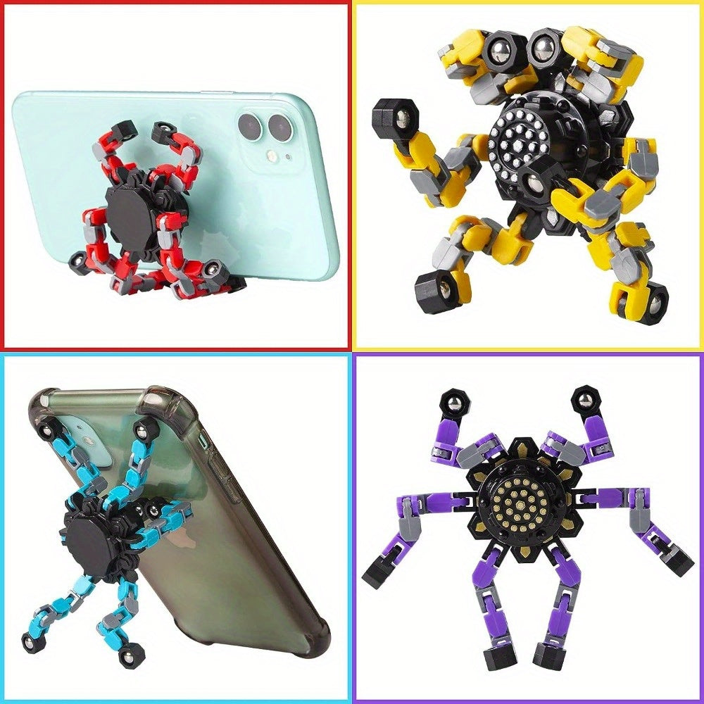 Finger Toy Fidget toys Transformable Spinners Funny Toys Transformable Chain Robot DIY Deformation Robot Mechanical Spinners For Teens Adults Halloween Christmas Gifts