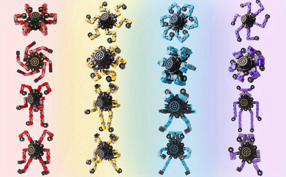 Finger Toy Fidget toys Transformable Spinners Funny Toys Transformable Chain Robot DIY Deformation Robot Mechanical Spinners For Teens Adults Halloween Christmas Gifts