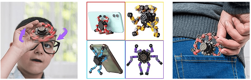 Finger Toy Fidget toys Transformable Spinners Funny Toys Transformable Chain Robot DIY Deformation Robot Mechanical Spinners For Teens Adults Halloween Christmas Gifts