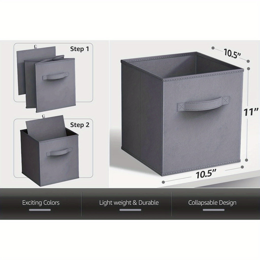 Foldable Collapsible Cube Storage Bins Set of 6, 11Inch Fabric Storage Cubes with Handle for Organizing Clothes, Toys, 108QT Capacity