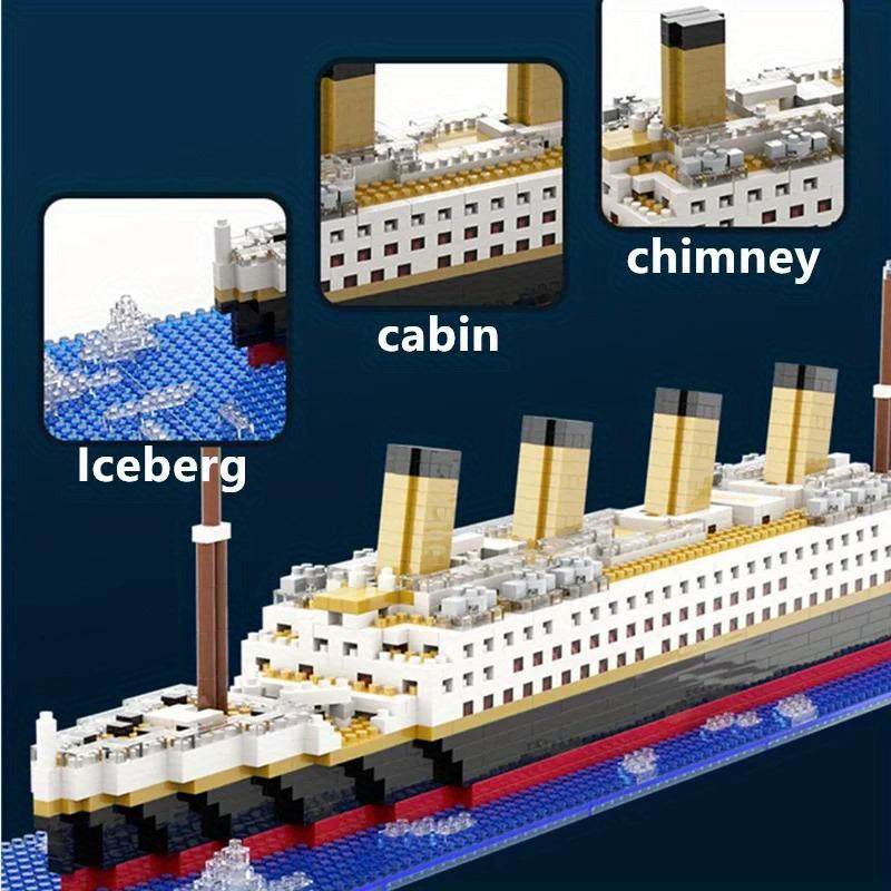 Titanic Creative Luxury Iceberg Cruise Ship Boat Wreck Set City DIY Model Building Blocks Bricks Toys Halloween Christmas Gift