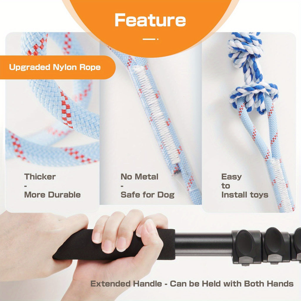 Extendable Flirt Pole for Large Dogs - Dog Flirt Stick with Detachable Interactive Toys - Flirt Stick for Small Medium Large Dogs Training Playing Exercise - Enhances Agility & Cleans Teeth, Dog Toys