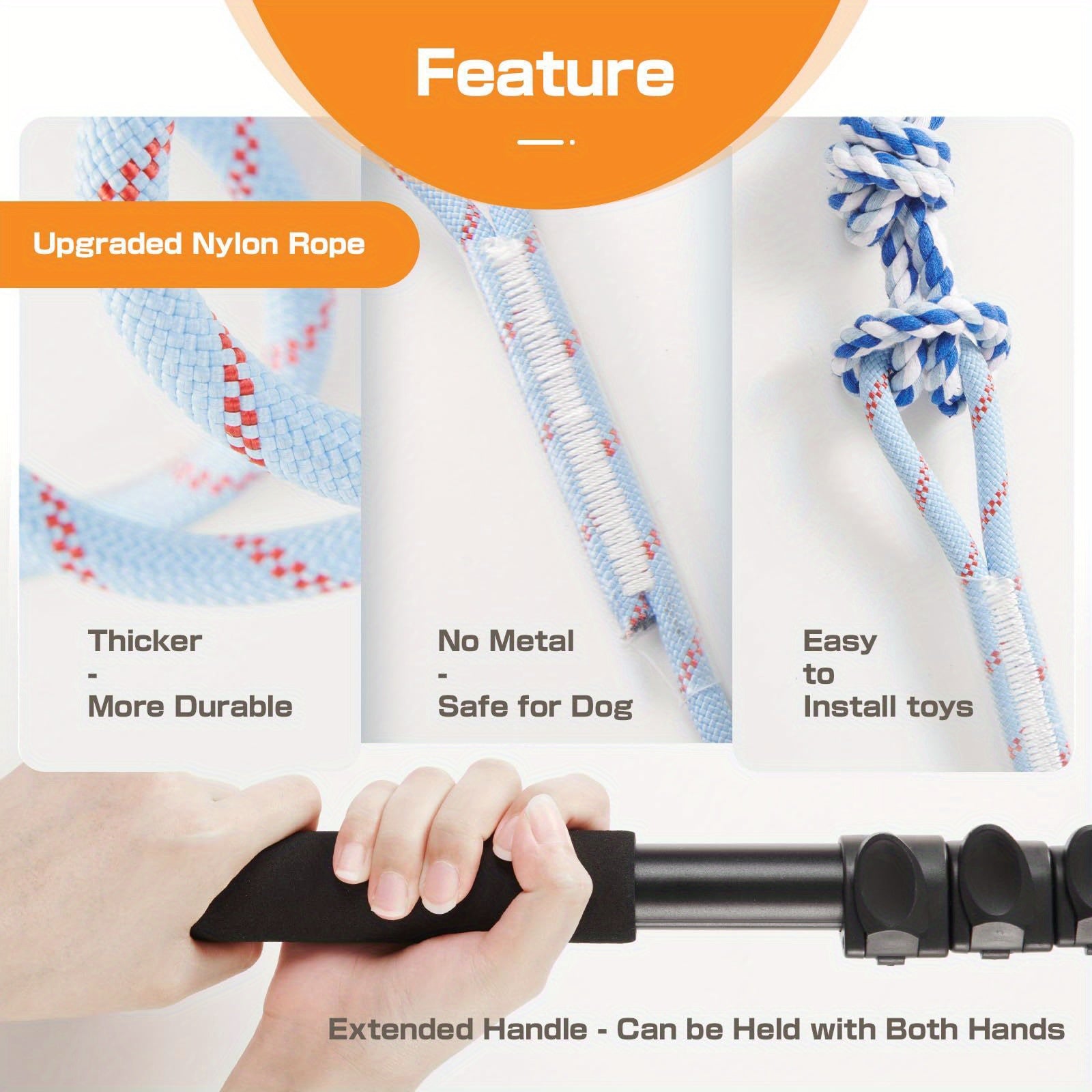Extendable Flirt Pole for Large Dogs - Dog Flirt Stick with Detachable Interactive Toys - Flirt Stick for Small Medium Large Dogs Training Playing Exercise - Enhances Agility & Cleans Teeth, Dog Toys