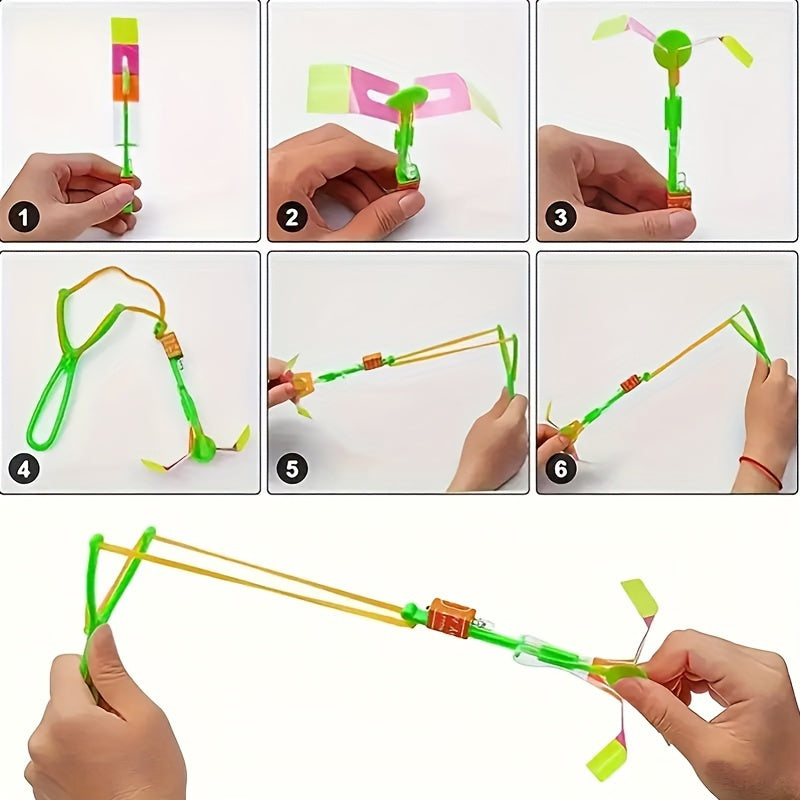 8PCS LED Lighting Up Luminous Toy, Flying Slingshot, Flying Toys, Fast Catapult Luminous Toy,Halloween Glow In Dark Party Supplies, Christmas Party Favors, Holiday Gifts, Children Gifts, Outdoor Toys