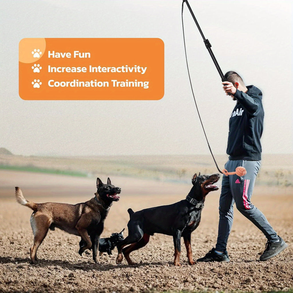 LOOBANI Flirt Pole For Dogs Chase And Tug Of War,