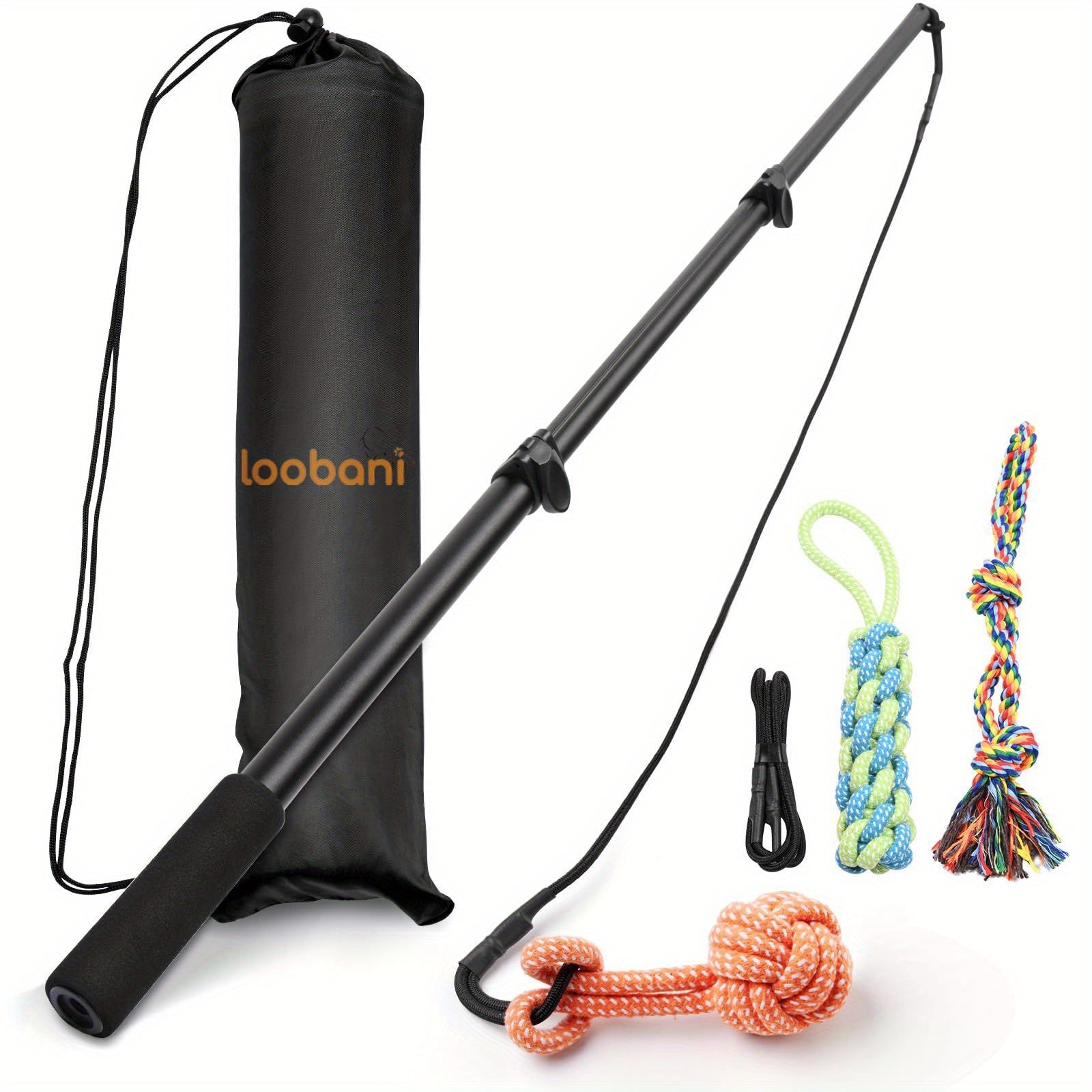 LOOBANI Flirt Pole For Dogs Chase And Tug Of War,