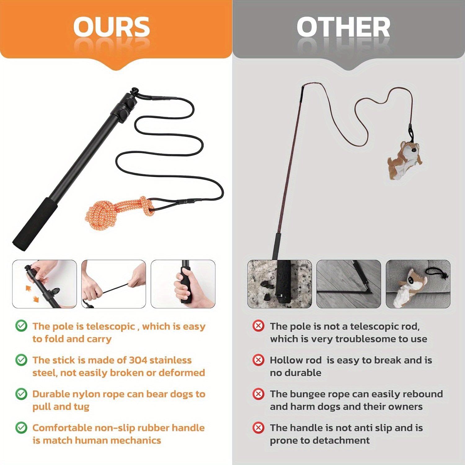 LOOBANI Flirt Pole For Dogs Chase And Tug Of War,