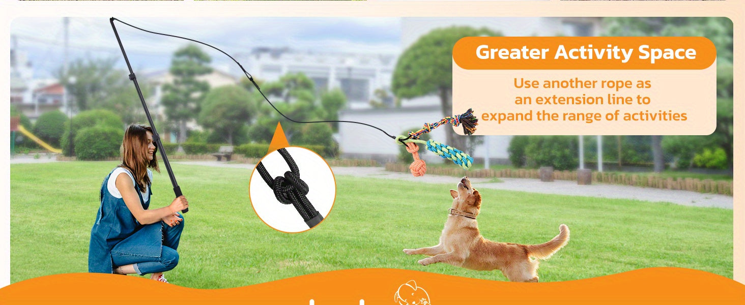 LOOBANI Flirt Pole For Dogs Chase And Tug Of War,