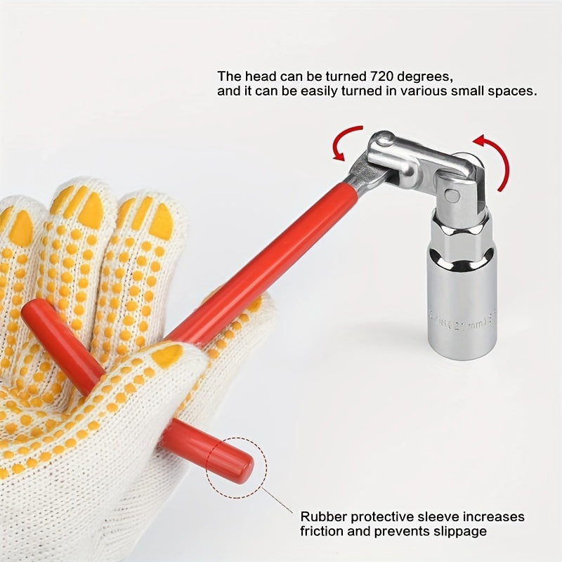 Universal 2-in-1 Spark Plug Wrench Set with T-Handle - Premium Steel Socket Wrenches for Automotive and Motorcycle Spark Plug Removal, 16mm and 21mm Socket Sizes Included